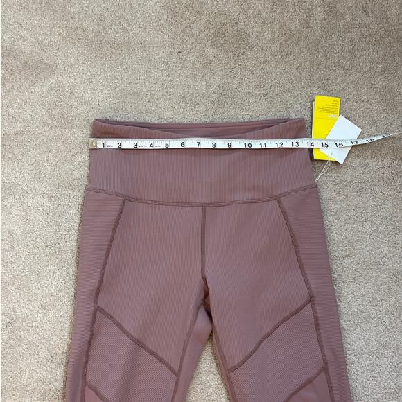 Zella Womens High Waist Leggings Size M Mauve Ribbed Knit High Support NWT - Picture 6 of 8